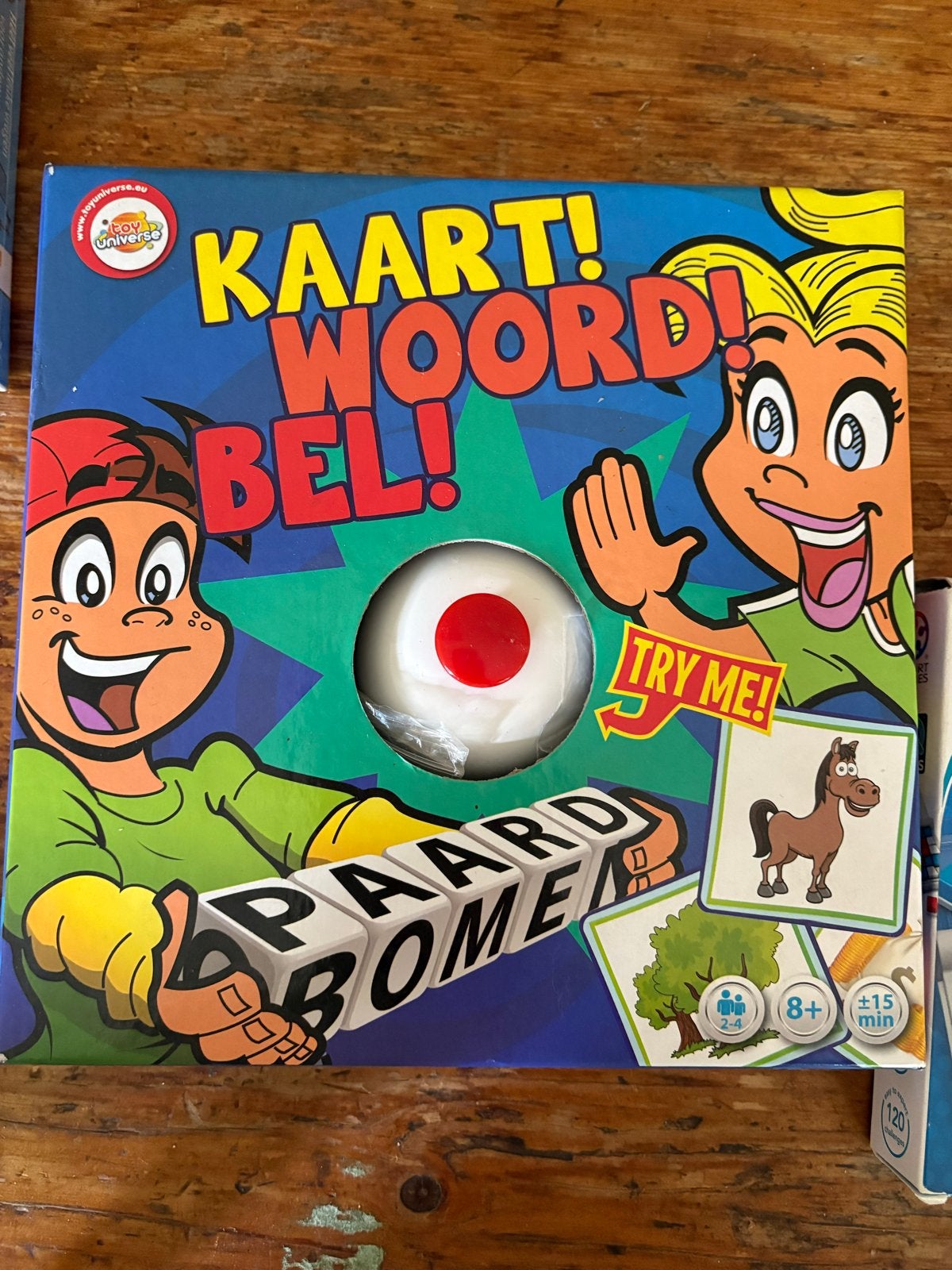 Kaart! Woord! Bel! - Leuk woordspel voor 3 personen, Drie of vier spelers, Ophalen of Verzenden, Zo goed als nieuw