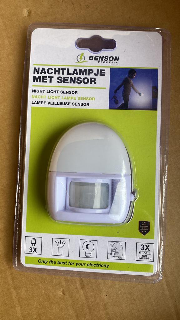 Benson Nachtlampje met Sensor - Nieuw in verpakking, Ophalen of Verzenden, Nieuw