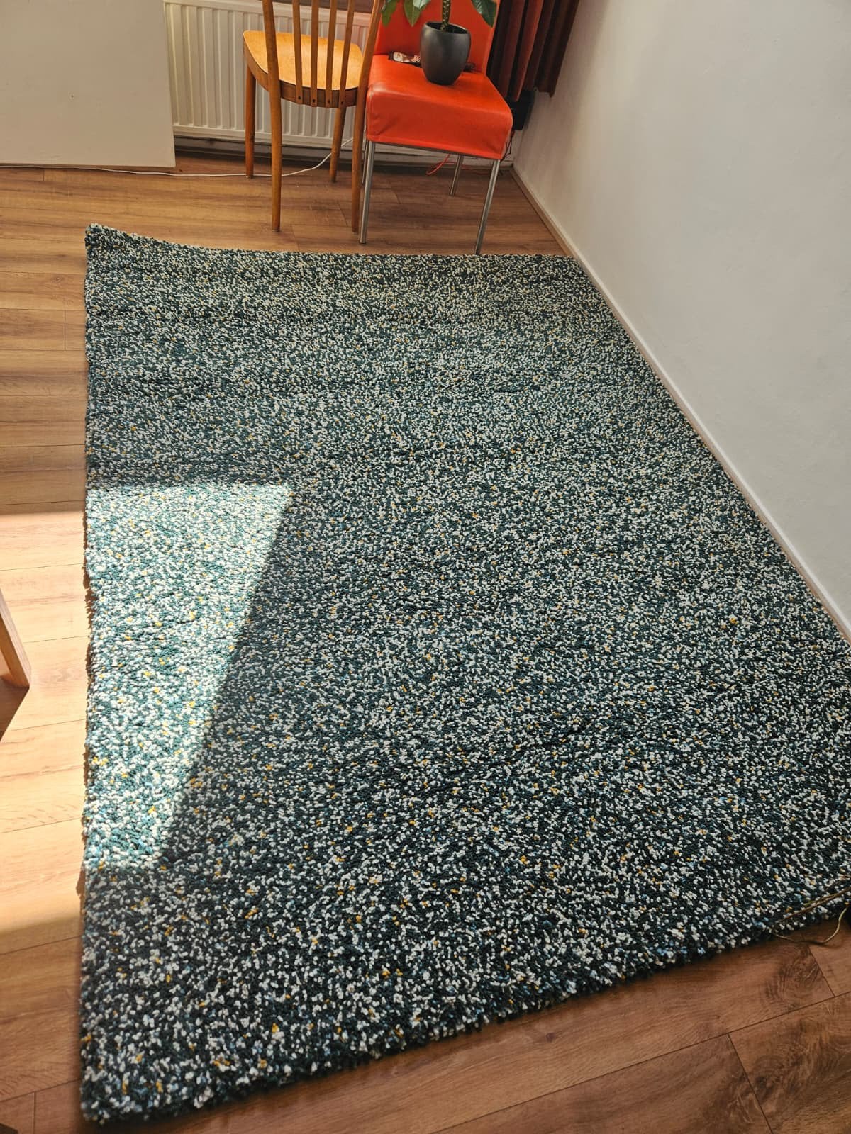 Vloerkleed IKEA Vindum (170 x 230, blauw/groen/geel), Ophalen, Gebruikt, 150 tot 200 cm, 200 cm of meer