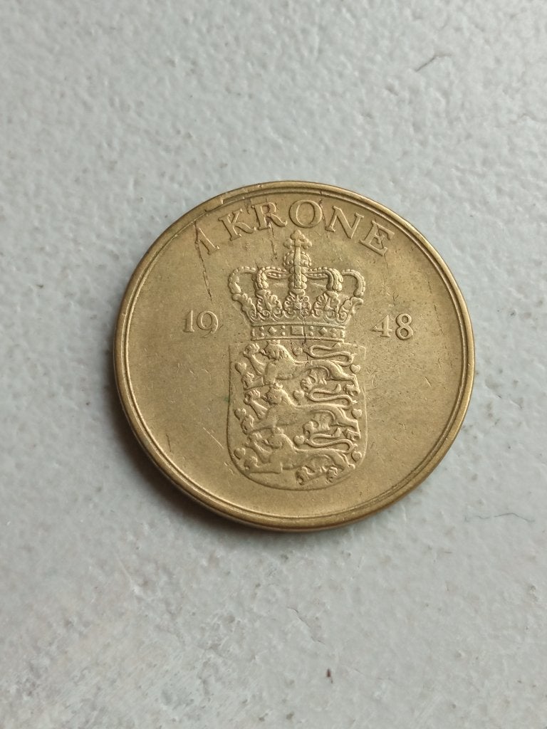 Denemarken 1 kroon 1948., Ophalen of Verzenden, Overige landen, Losse munt