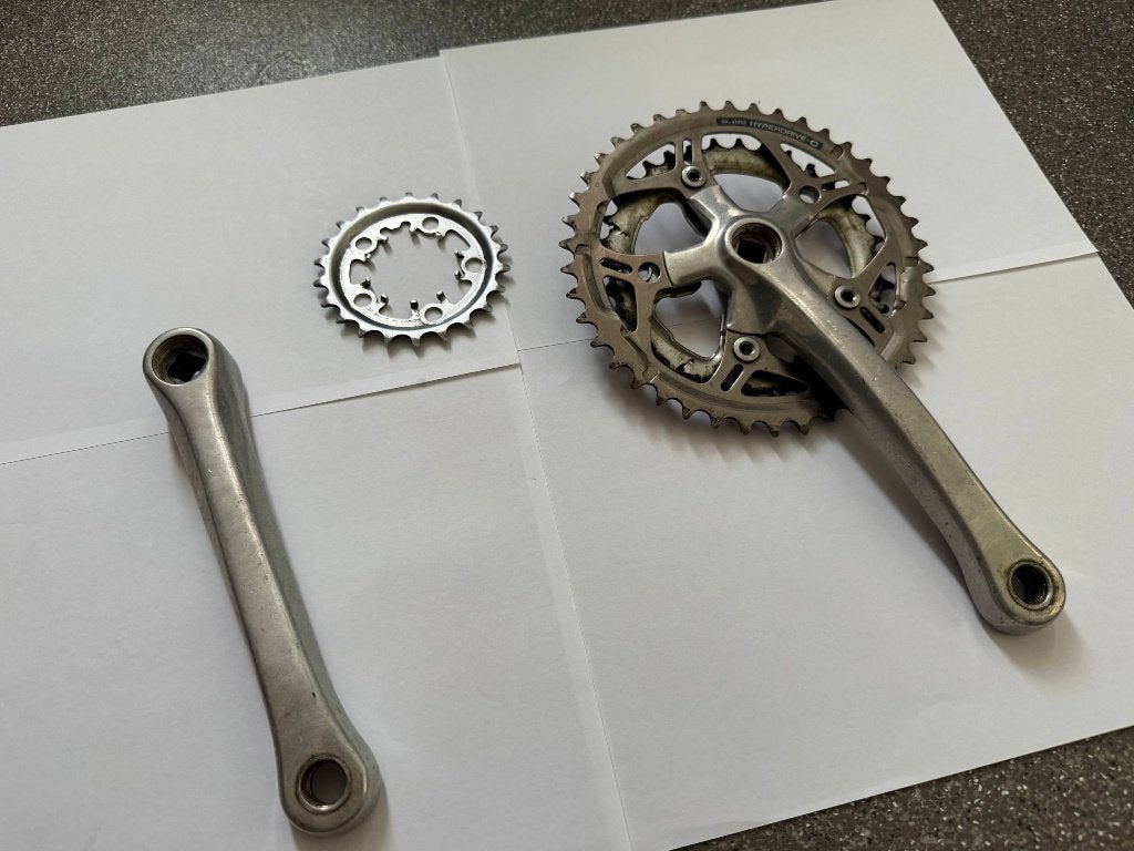 Shimano FC-MC30 crankstel met kettingbladen., Crankstel of Pedalen, Kinderfiets, Ophalen of Verzenden, Zo goed als nieuw