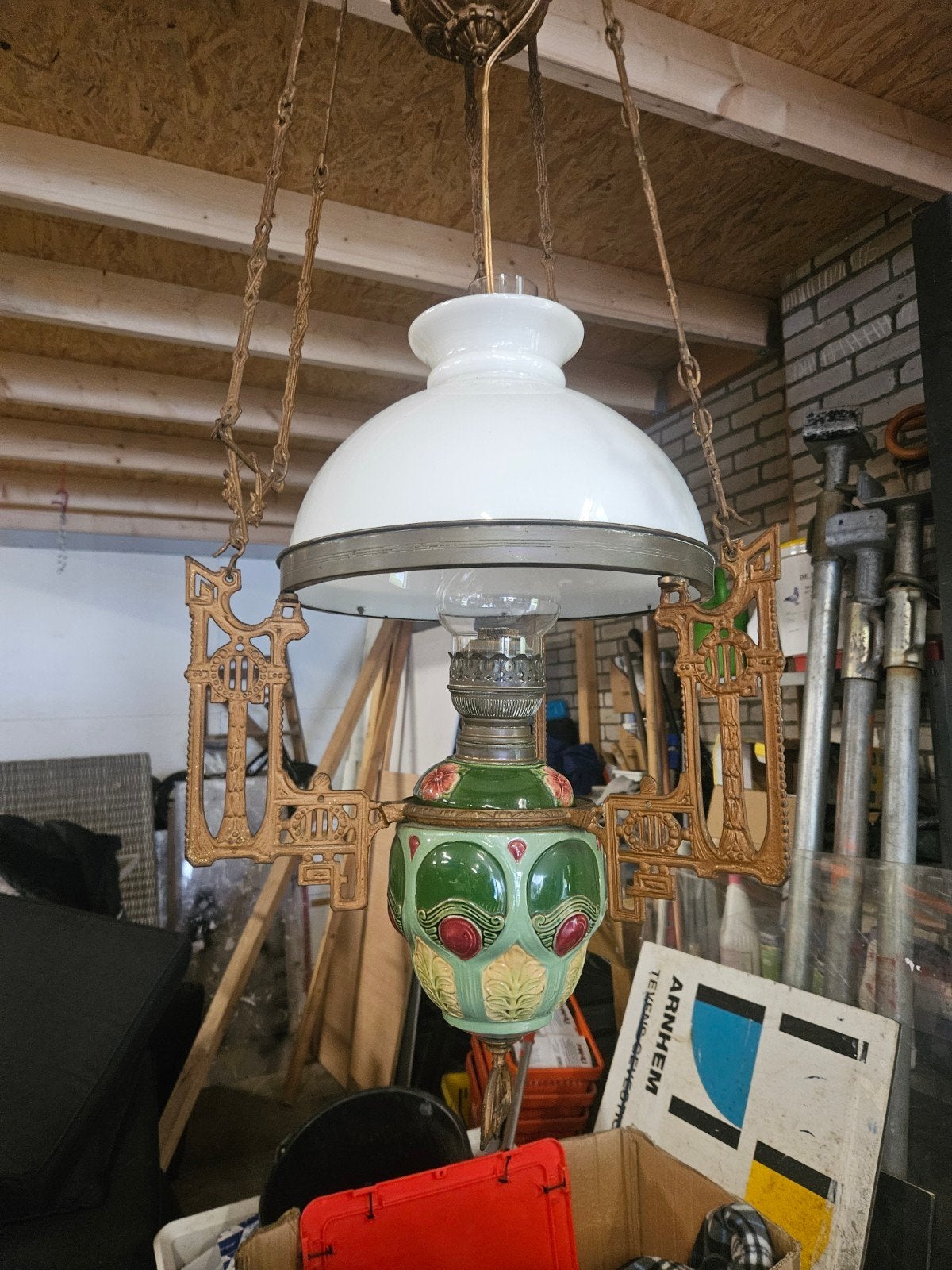olie hanglamp, Antiek en Kunst, Antiek | Lampen, Ophalen