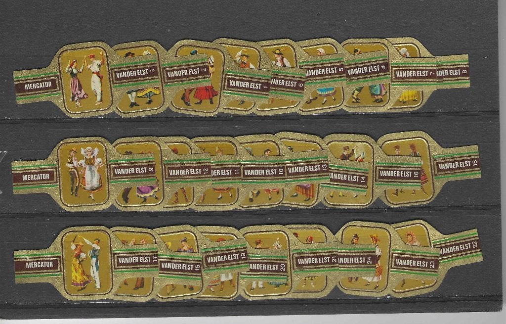 reeks   3025  klederdrachten   1 -24  sigarenbanden, Ophalen of Verzenden, Zo goed als nieuw, Sigarenbandjes