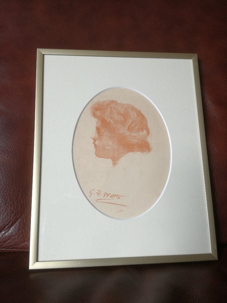 Zeldzame autolithografie van G.F. Whatts 1897 gesigneerd, Ophalen of Verzenden
