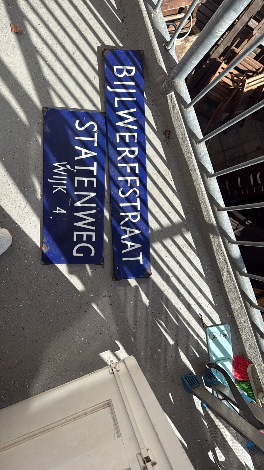 Oude straatnaamborden: Bijlwerffstraat en Statenweg, Antiek en Kunst, Ophalen of Verzenden