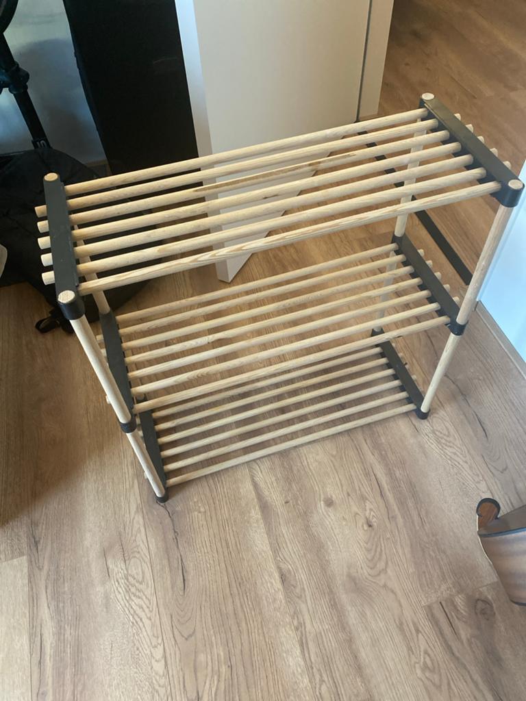 Houten schoenenrek met 2 niveaus, Ophalen, Gebruikt