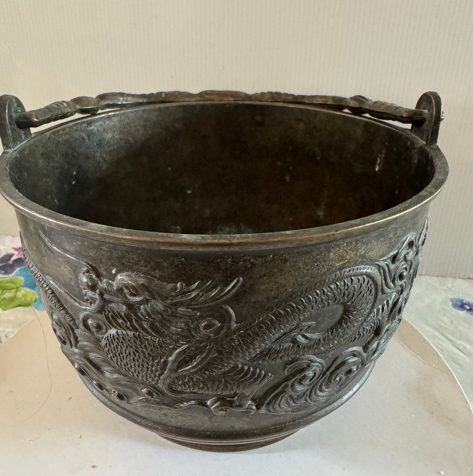 Bronzen ketel met draken, Ophalen of Verzenden, Brons