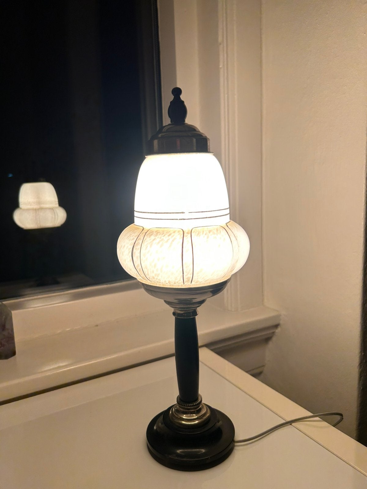 Originele Art Deco tafellamp met bakelieten voet en stam, Ophalen, Zo goed als nieuw, Art deco