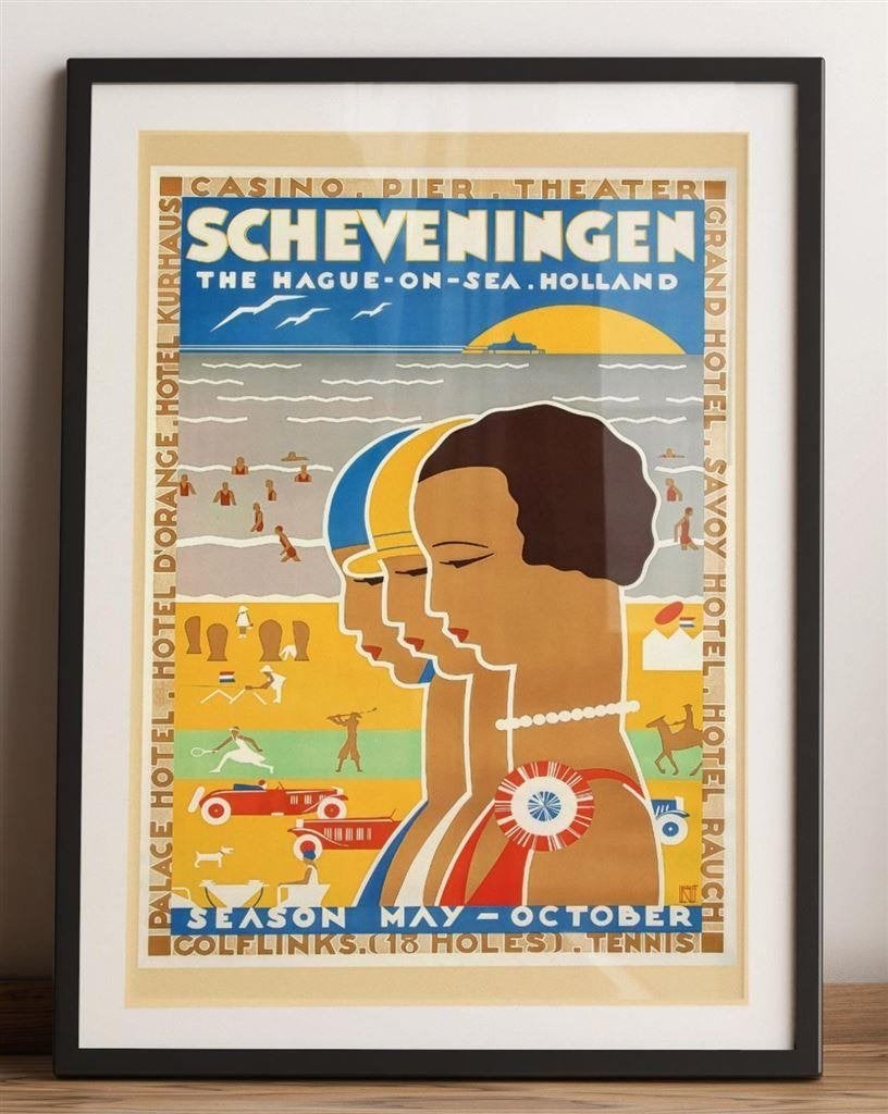 SCHEVENINGEN Den Haag Art Deco Poster affiche, Verzenden