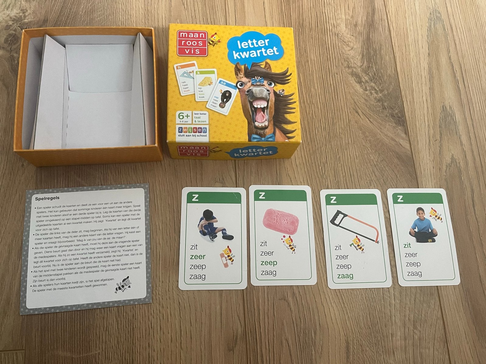 Letter kwartet Maan Roos Vis & Letter Bingo (2 spellen), Ophalen of Verzenden, Gebruikt, Taal en Lezen