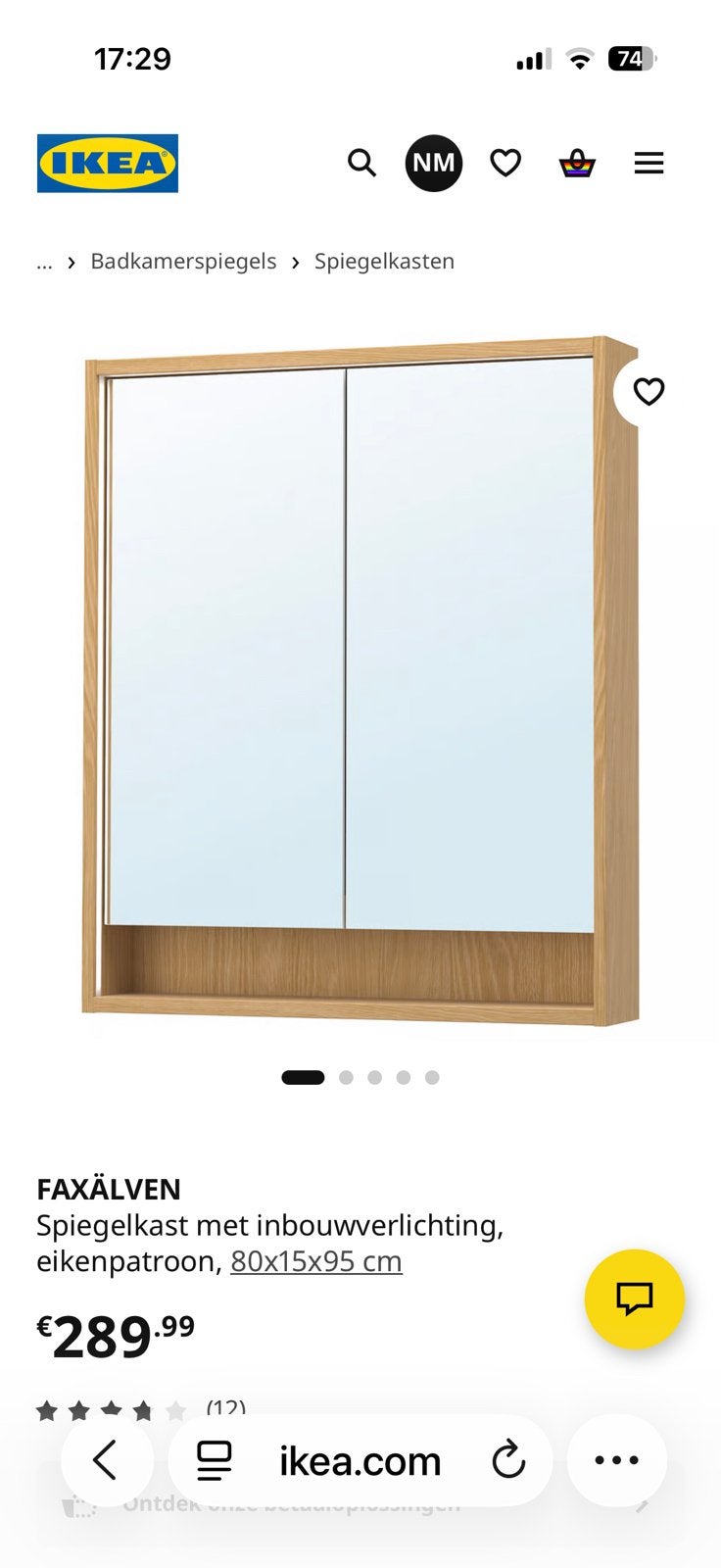 Badkamer meubel / bovenkast met spiegel Faxalven, Huis en Inrichting, Ophalen, Spiegelkast, Nieuw, 50 tot 100 cm