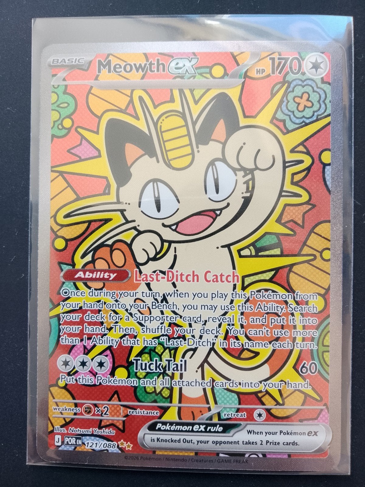 Pokémon kaart meowth ex, Ophalen of Verzenden, Nieuw, Losse kaart, Foil