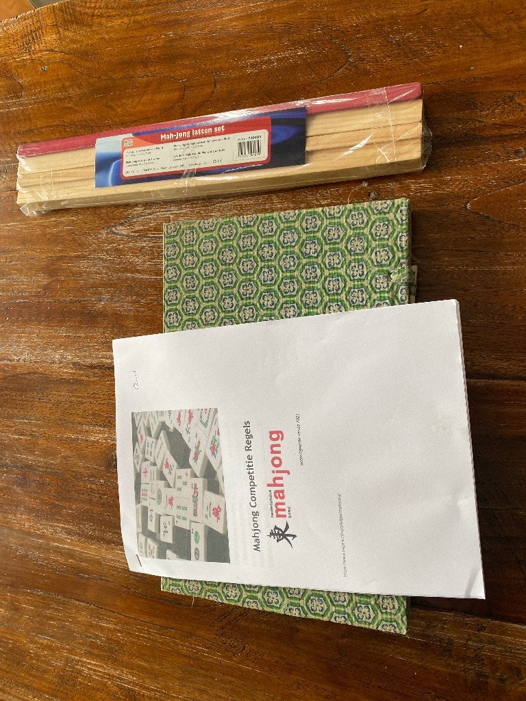 Vintage bamboe mahjong spel met nieuwe latten, Drie of vier spelers, Ophalen of Verzenden, Gebruikt