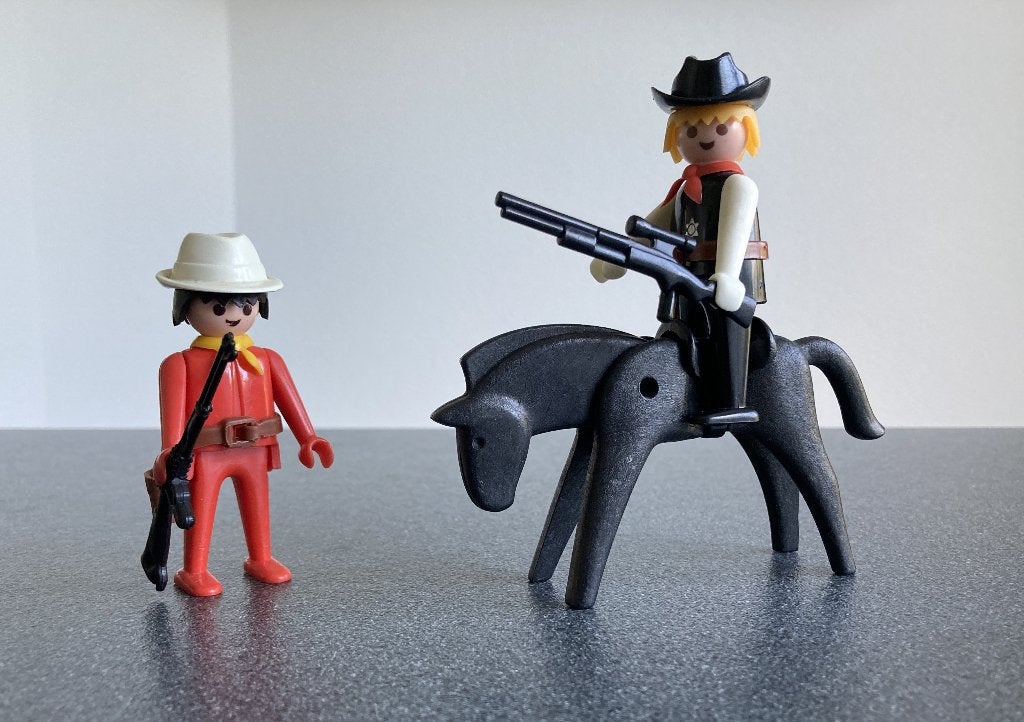 Playmobil 3581 set Western sheriff & cowboy met paard, Ophalen of Verzenden, Zo goed als nieuw, Complete set