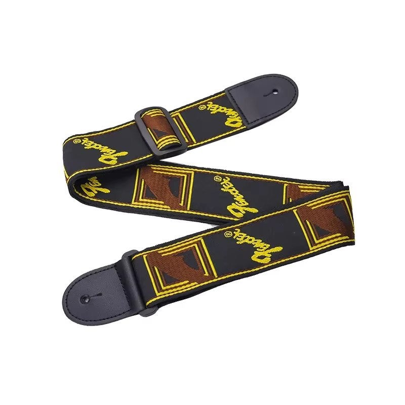 F3nder copy gitaar basriem strap – black & yellow, Moku Custom Guitars, Nieuw, 4613CB, Ophalen of Verzenden