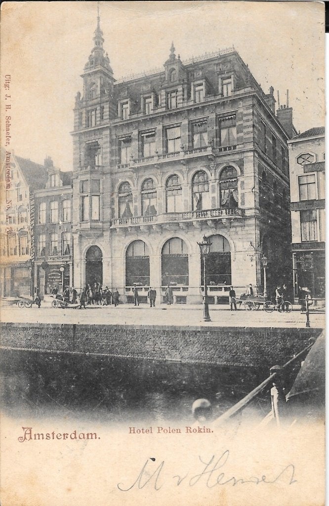 Hotel Polen Rokin Amsterdam, Ophalen of Verzenden, Voor 1920, Gelopen, Noord-Holland