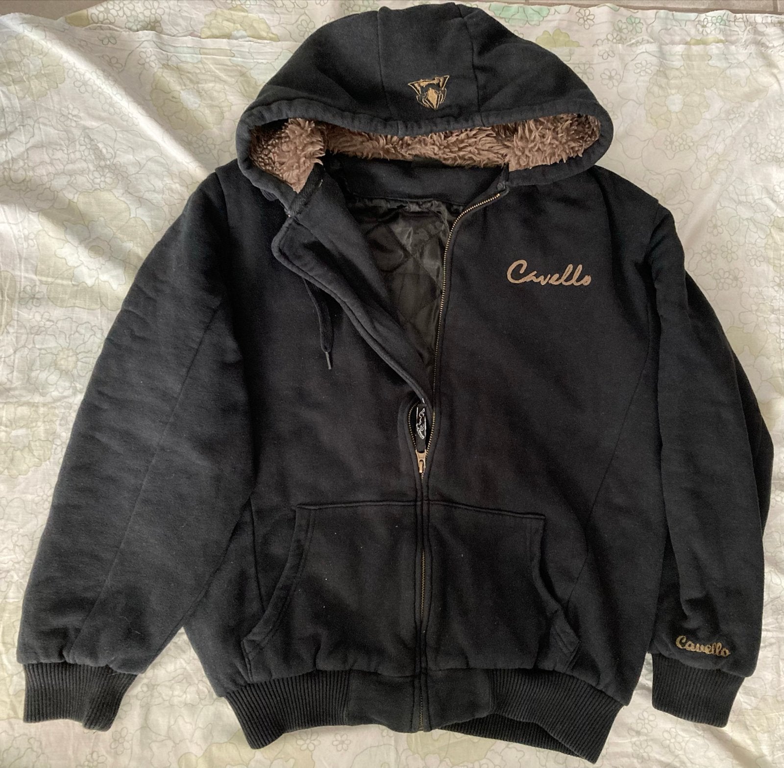 Cavello gevoerde hoodie met rits - Maat L, Ophalen of Verzenden, Gedragen, Maat 52/54 (L), Zwart
