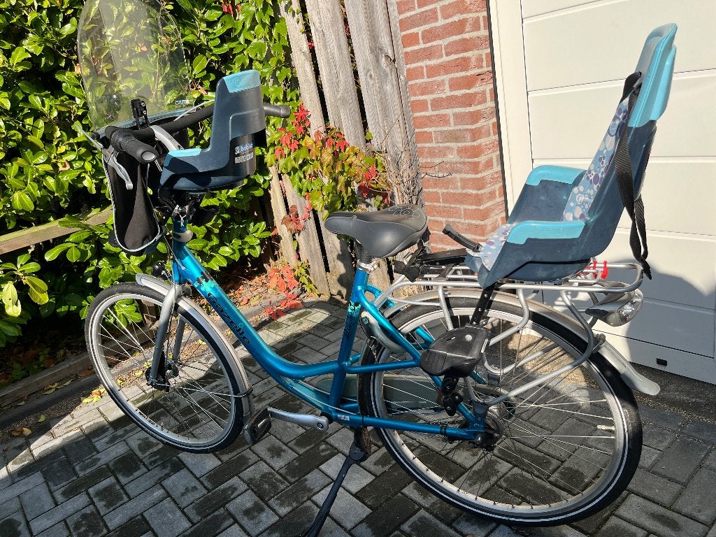 Moederfiets met fietsstoeltjes, Ophalen, 2 zitjes, Gebruikt, Gazelle