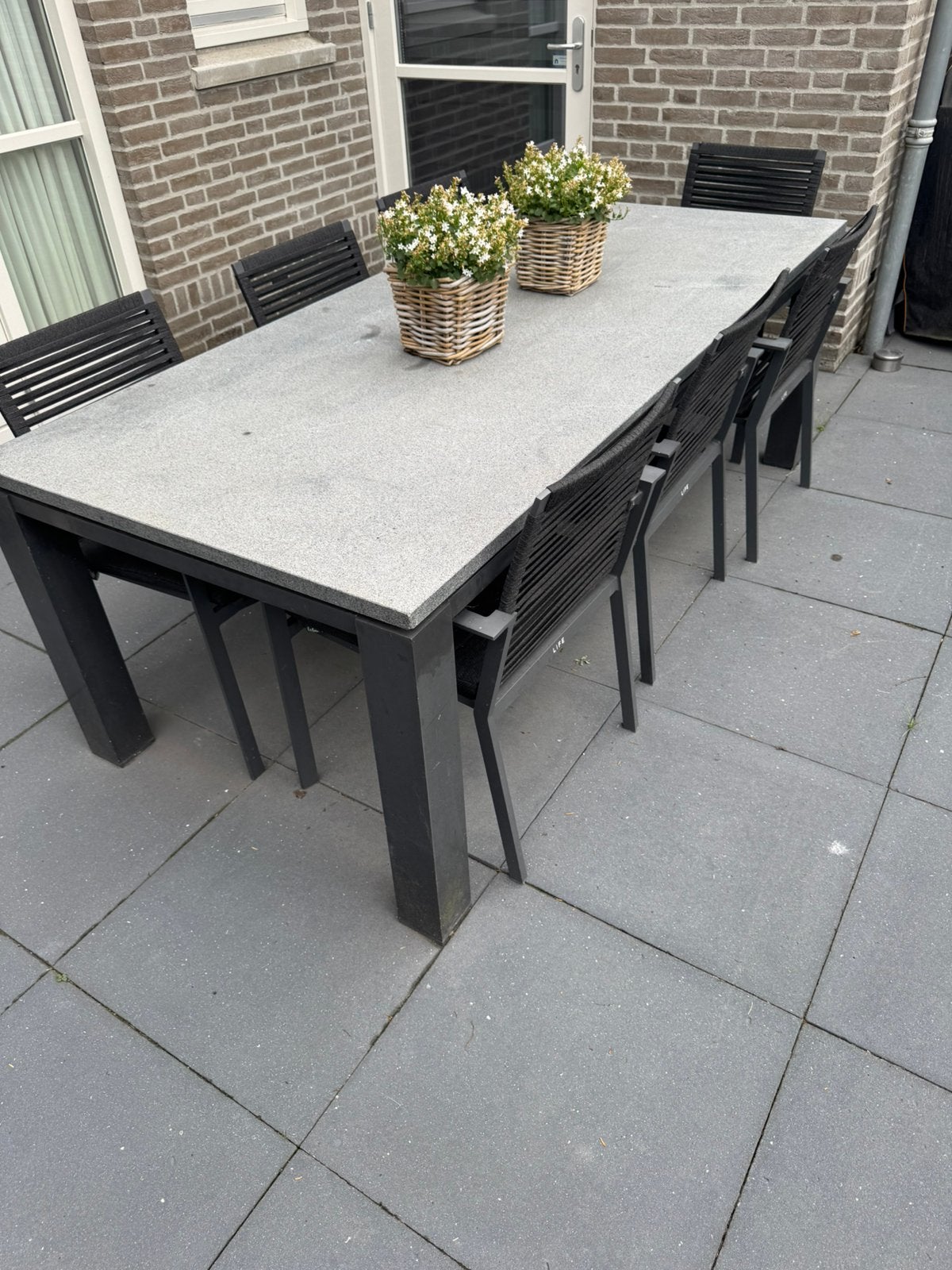 Marmer eetkamertafel 220x100cm ( buiten ), Ophalen of Verzenden, Zo goed als nieuw, Overige materialen