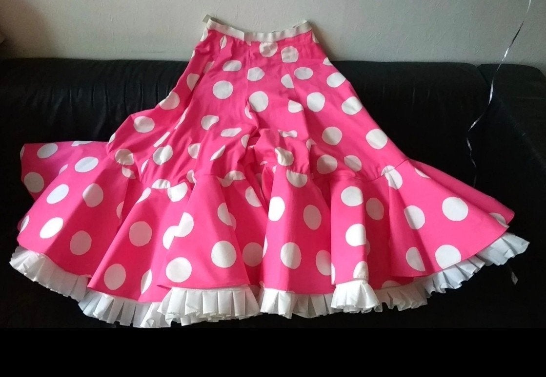 Spaanse rok roze polkadot, Ophalen of Verzenden, Gebruikt