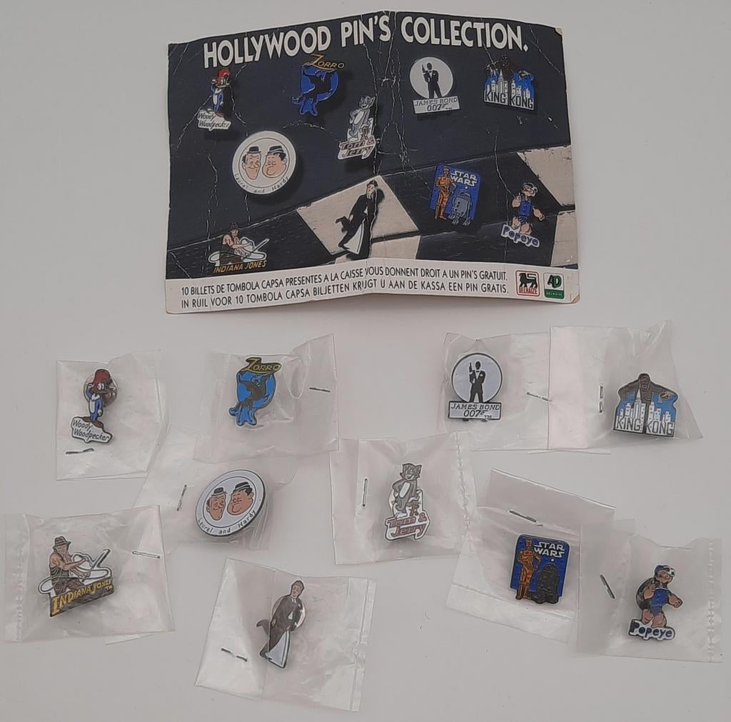 Hollywood Pin's Collection complete set van 10 pins Delhaize, Ophalen of Verzenden, Nieuw, Overige onderwerpen, Speldje of Pin