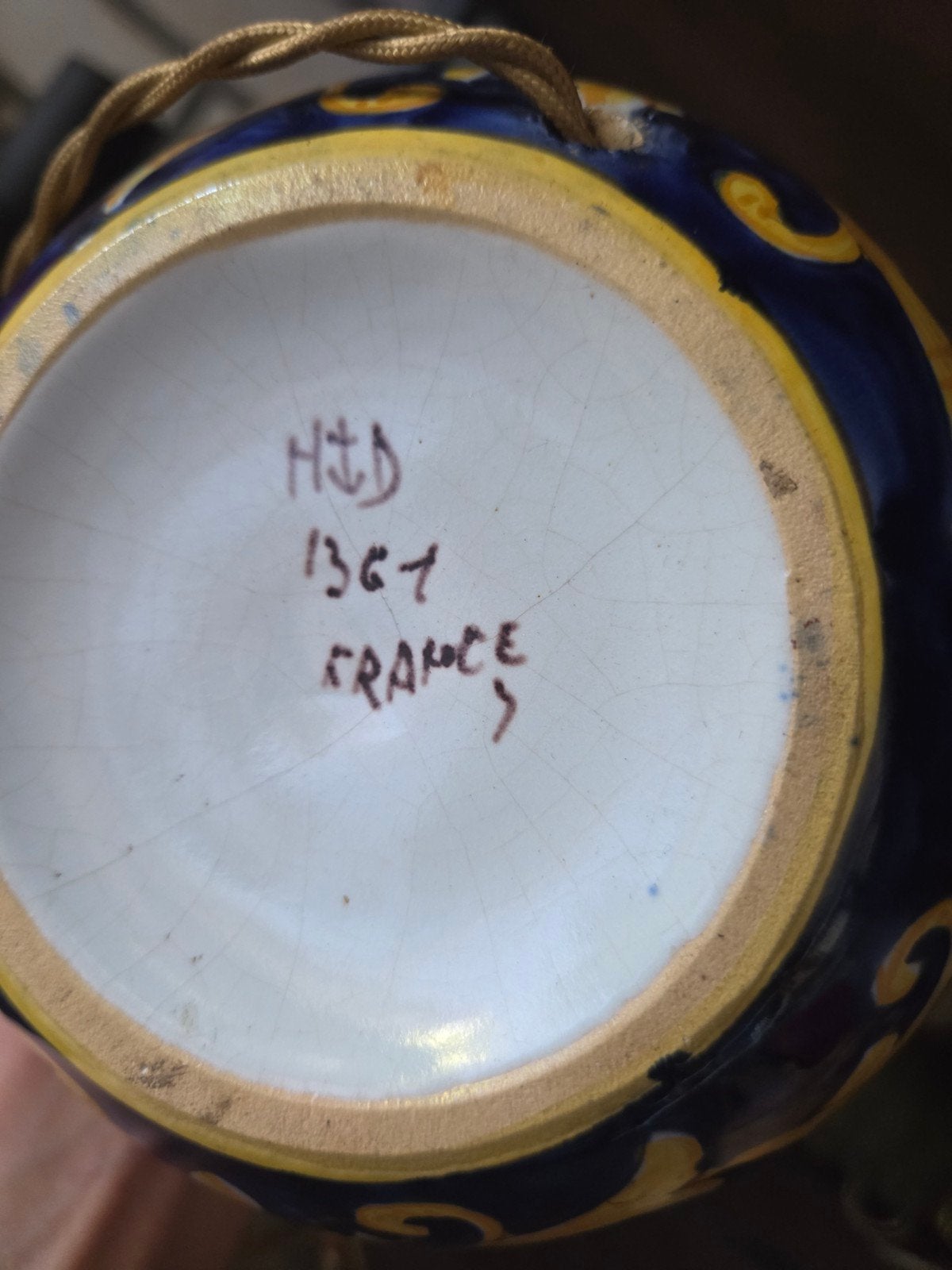 Vintage Franse tafellamp, handgeschilderd, HJD 1361, Ophalen