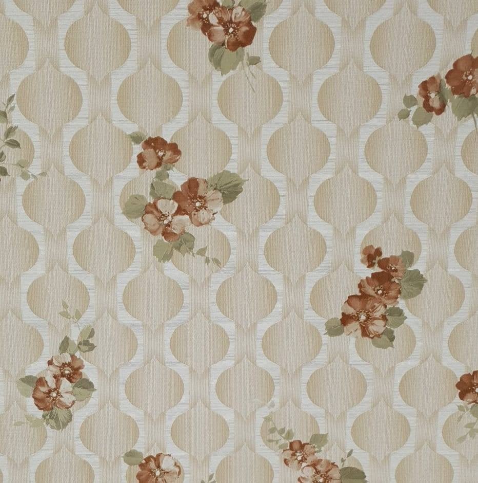 13572 Origineel seventies behang met bloemen swiet, Ophalen of Verzenden, Groen