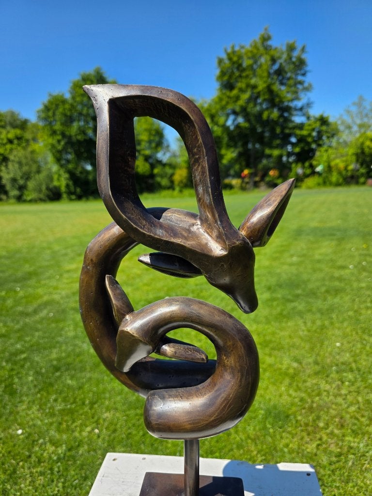 HERTENKOP VERSTRENGELD / bronzen beeld, Tuin en Terras, Dierenbeeld, Nieuw, Info@huisentuindecoratiemarie.nl, Huis en tuin decoratie marie