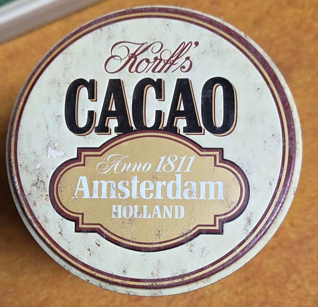 Vintage Korff's Cacao Blik - Anno 1811 Amsterdam, Ophalen of Verzenden