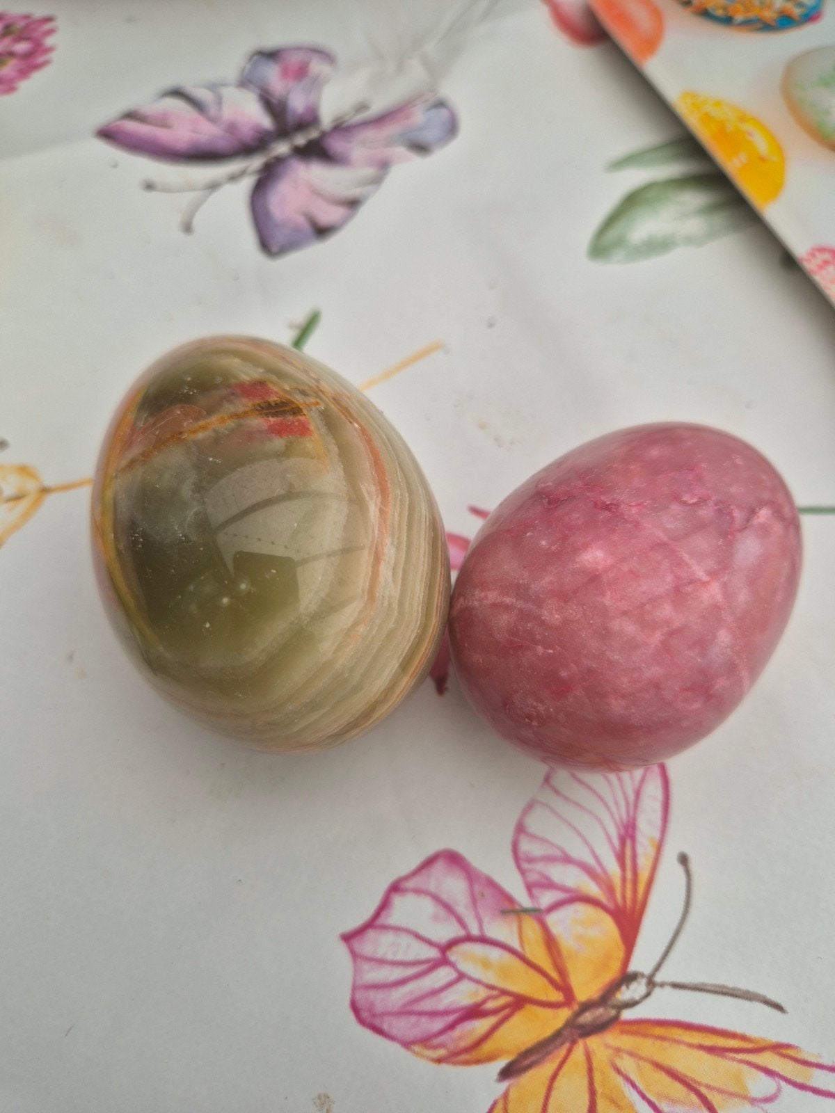 Set van 2 decoratieve stenen eieren (433 gram), Ophalen, Gebruikt