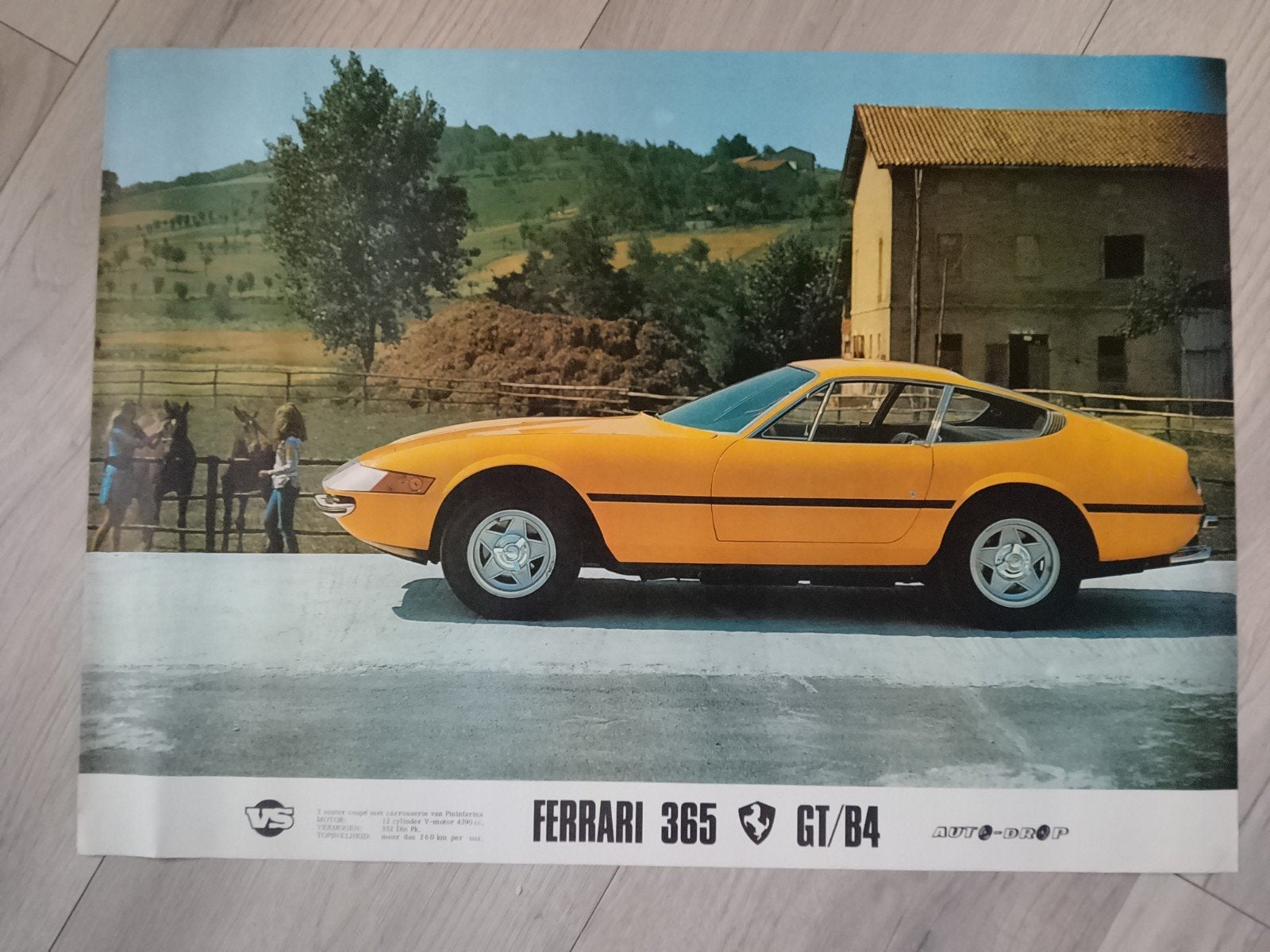 Ferrari 365 GT/B4 Auto-Drop Poster, Verzamelen, Posters, Gebruikt, Rechthoekig Liggend, Ophalen of Verzenden, A1 t/m A3