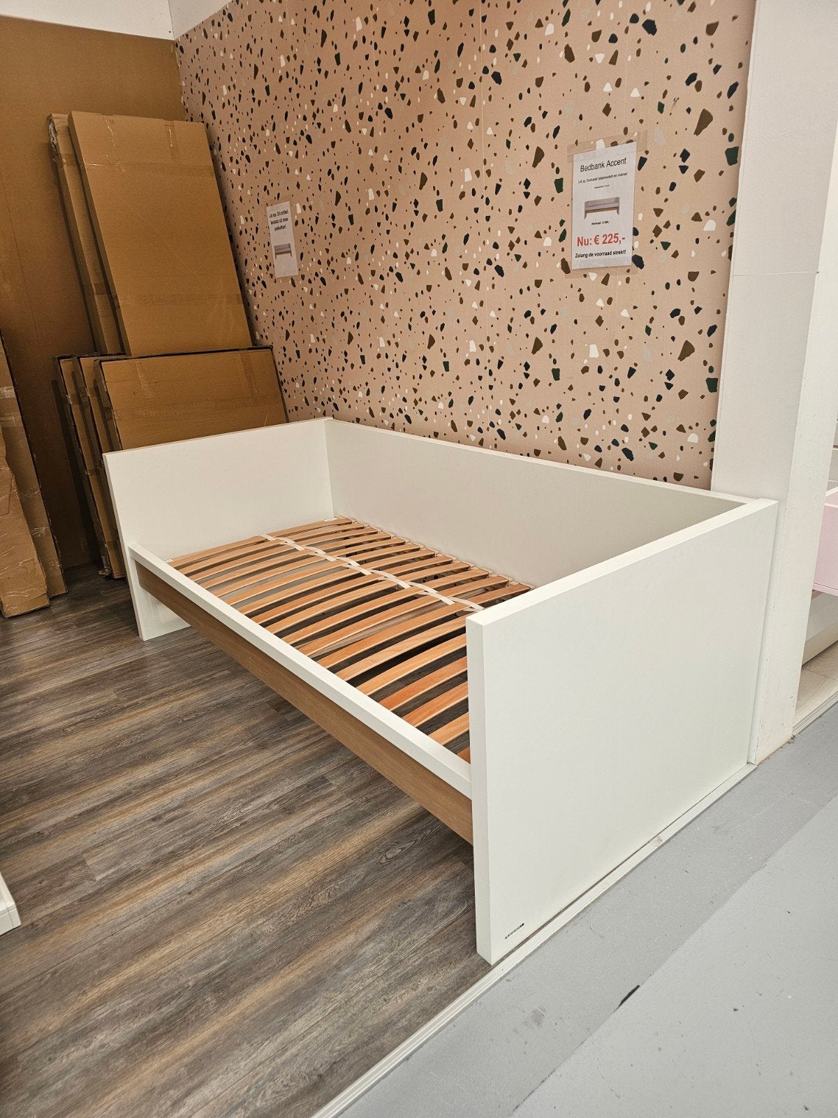 Bedbank accent 90x200, wit. Nieuw in doos., Ophalen, Nieuw, 180 cm of meer, 85 tot 100 cm