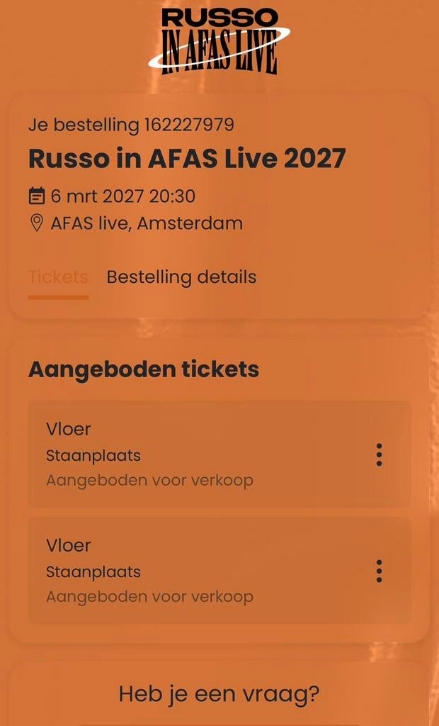 Russo in Afas 6 maart, Twee personen