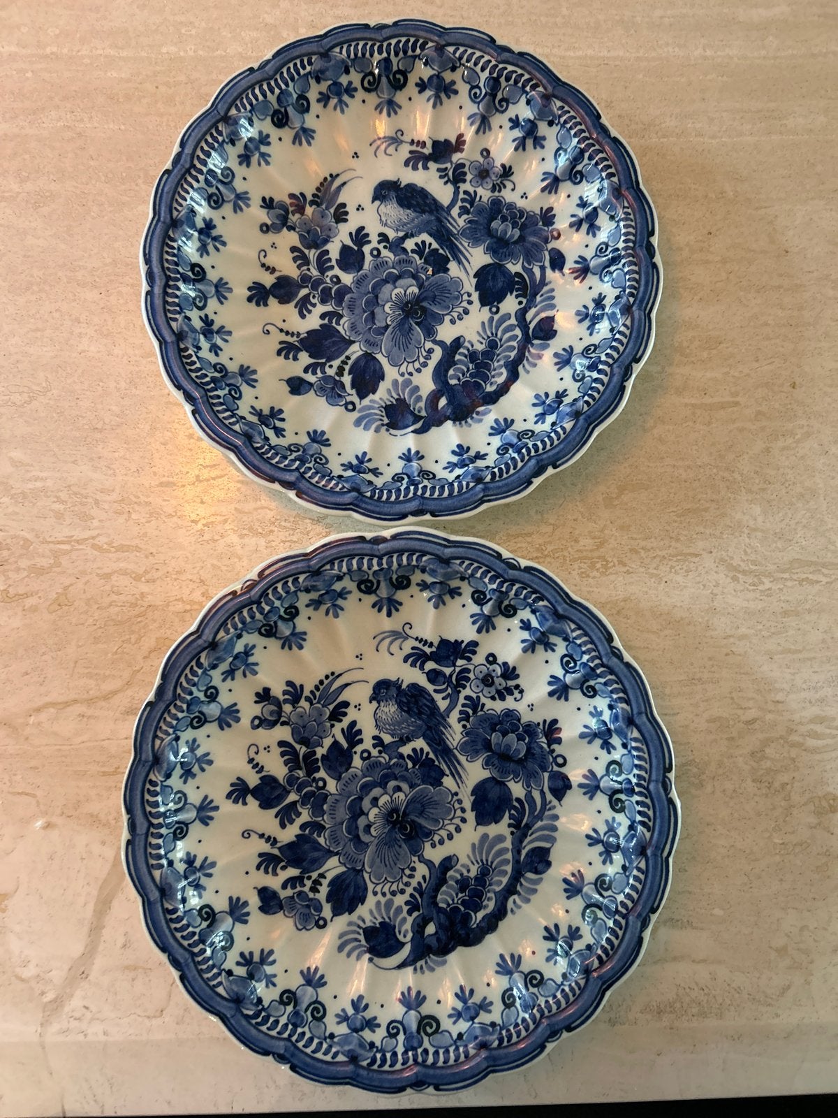 Set van 2 handgeschilderde Delfts Blauwe wandborden, Antiek en Kunst, Ophalen of Verzenden