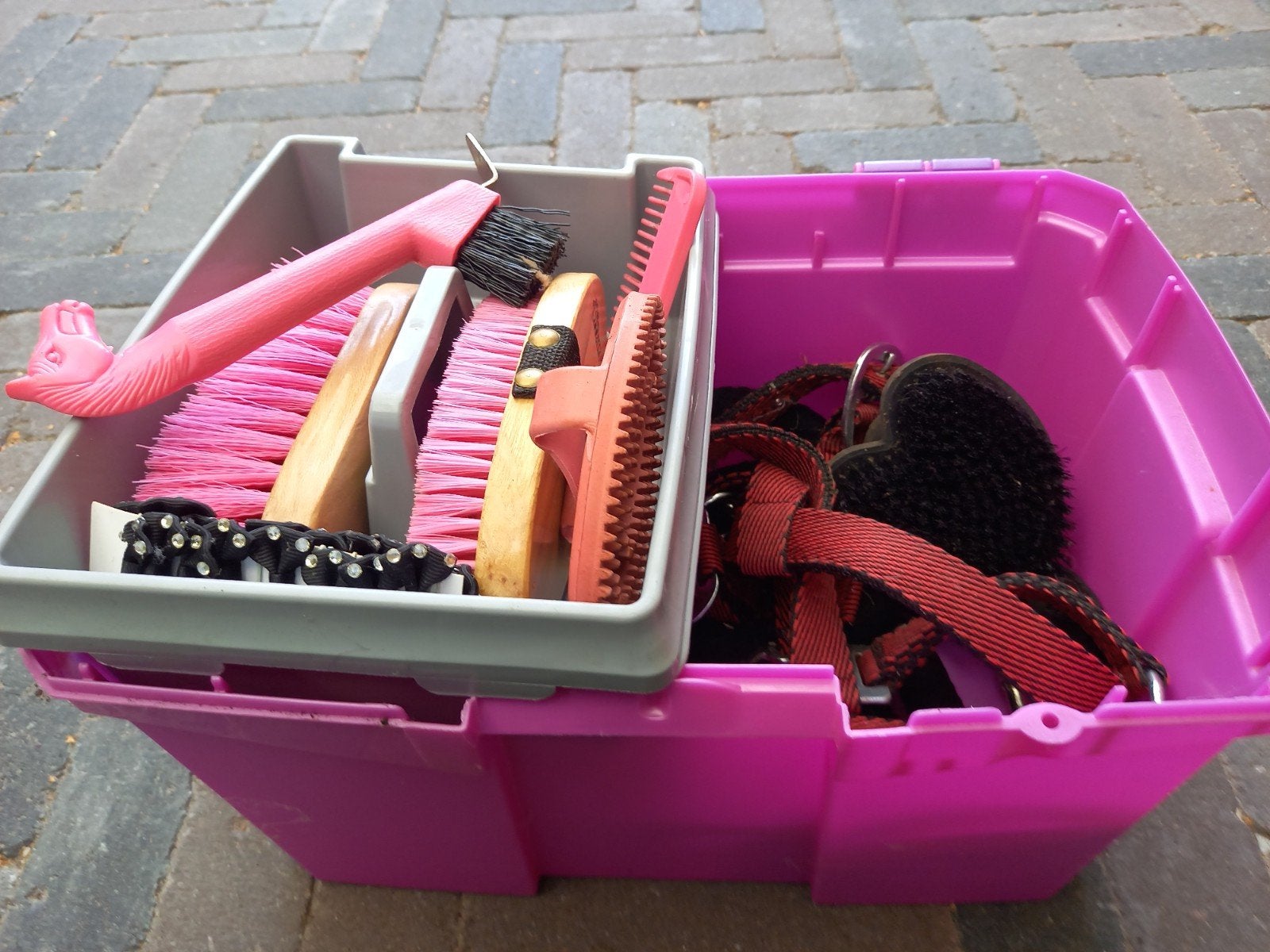 box met verzorgingsspullen voor paarden, Dieren en Toebehoren, Ophalen of Verzenden, Zo goed als nieuw