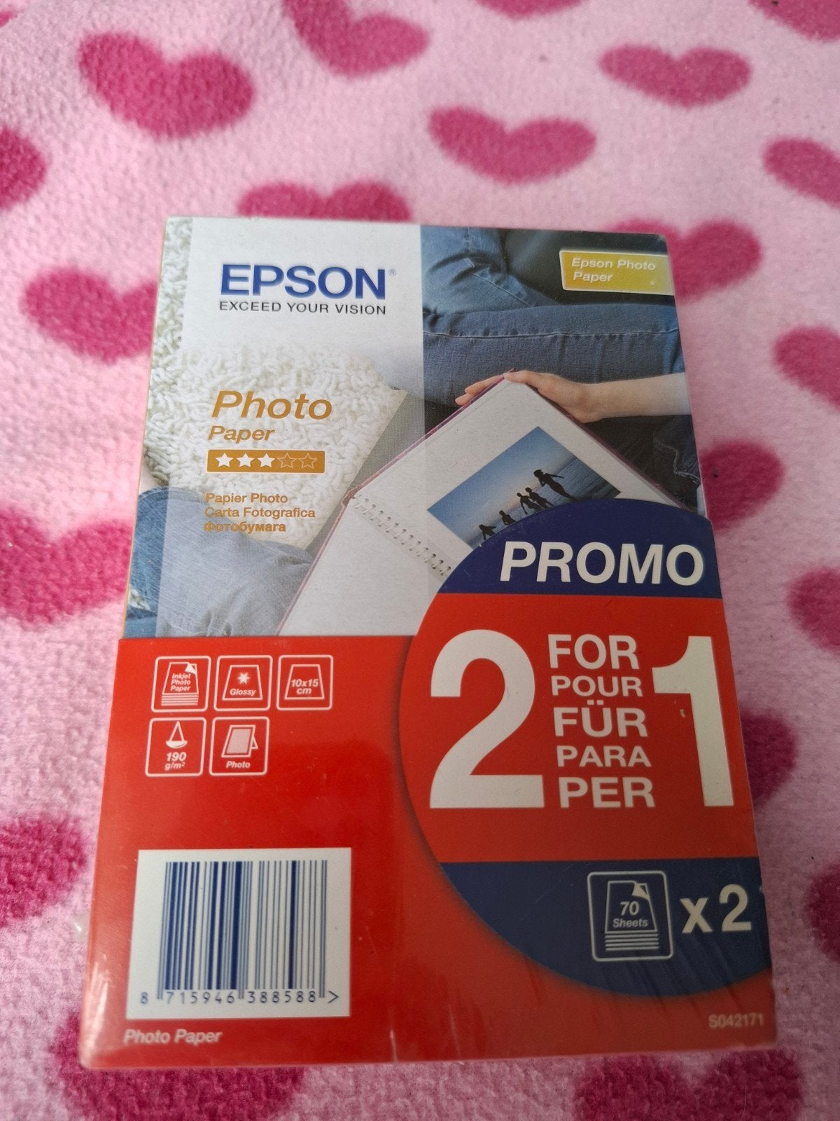 Epson fotopapier 10x15 cm glanzend 2x70 vellen, Epson, Nieuw, Glanzend, Ophalen of Verzenden