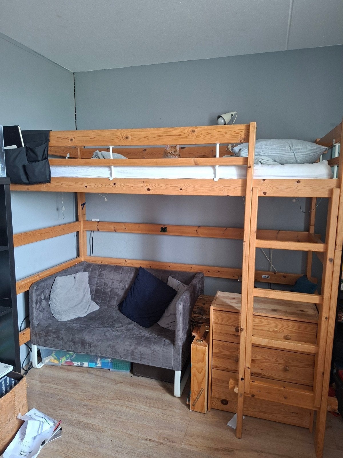 Hoogslaper met optie buro of laagbed, Ophalen, 85 tot 100 cm, Gebruikt, Lattenbodem