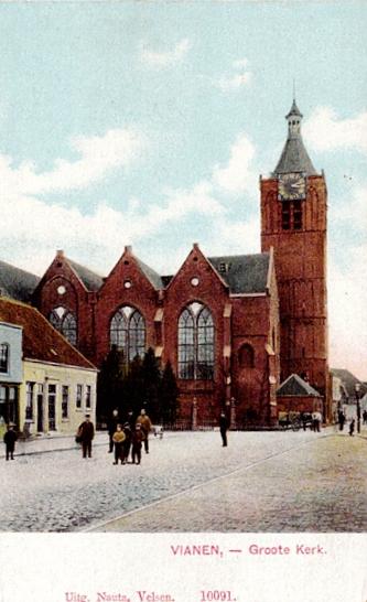 Vianen, Groote Kerk in kleur. uitg. Nauta 10091, Verzenden, Voor 1920, Ongelopen, Zuid-Holland