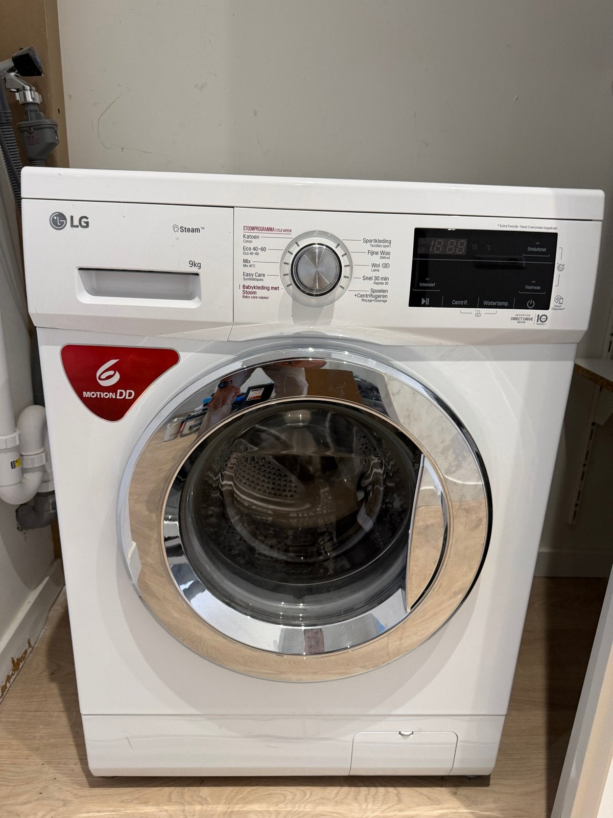 LG Wasmachine 9kg - Direct Drive - Stoomprogramma's, Witgoed en Apparatuur, Wasmachines, Ophalen, 1200 tot 1600 toeren, 8 tot 10 kg