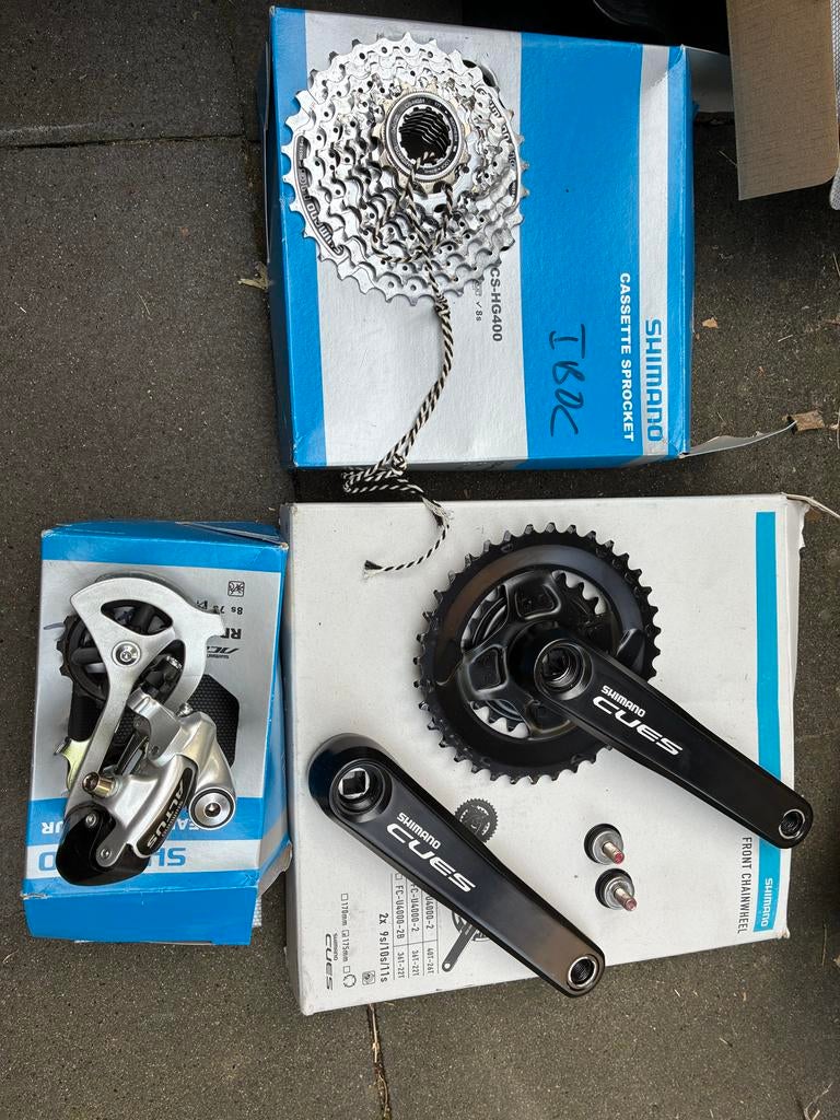 Shimano CUES Crankstel, Derailleur en Cassette Set, Fietsen en Brommers, Fietsonderdelen, Crankstel of Pedalen, Ophalen of Verzenden