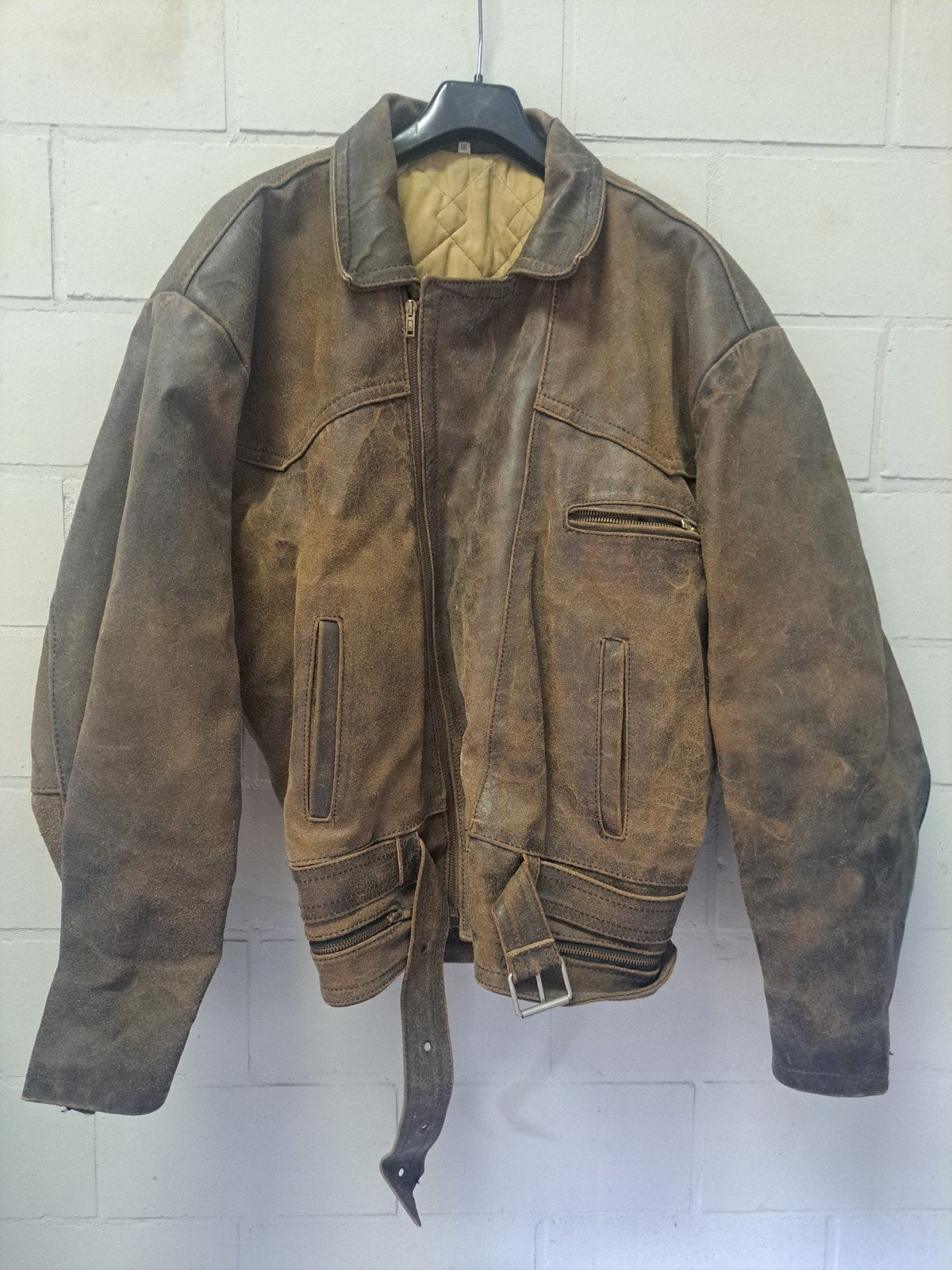 Vintage Bruin Leren Bomberjack - Maat XXL, Kleding | Heren, Ophalen of Verzenden, Gedragen, Overige maten, Bruin