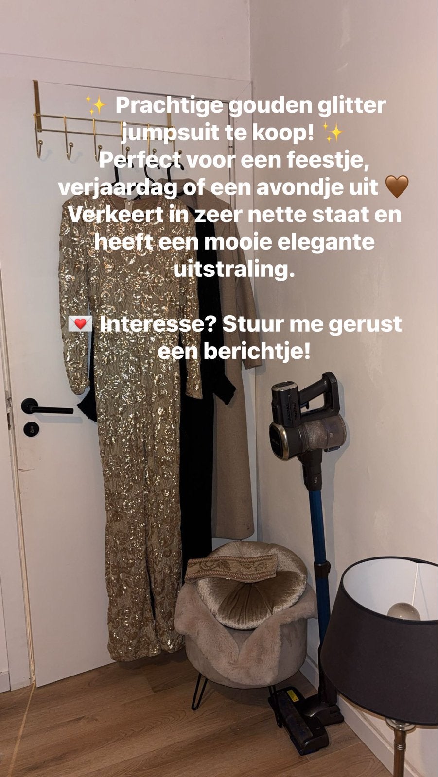 Prachtige gouden glitter jumpsuit - Perfect voor feestjes!, Ophalen of Verzenden, Zo goed als nieuw, Maat 36 (S), Goud