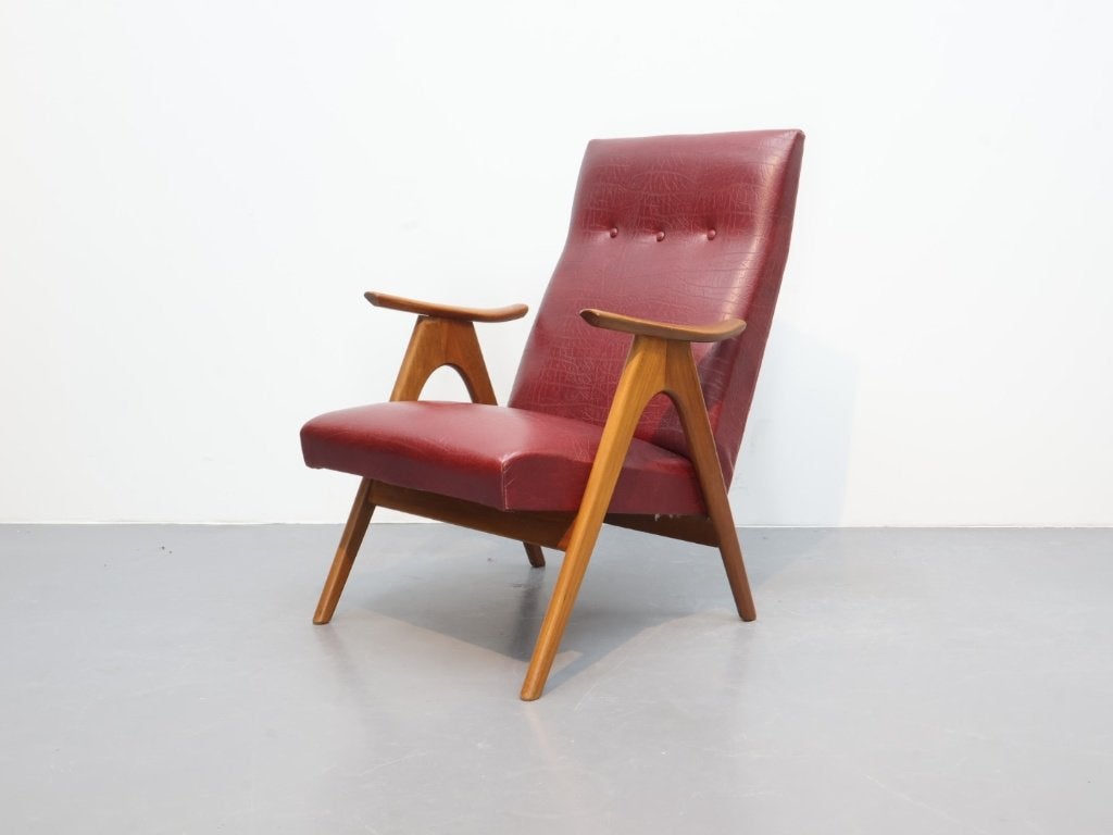 Vintage fauteuil in de stijl van Louis van Teeffelen teak, Ophalen, Gebruikt, 75 tot 100 cm, Dutch design vintage