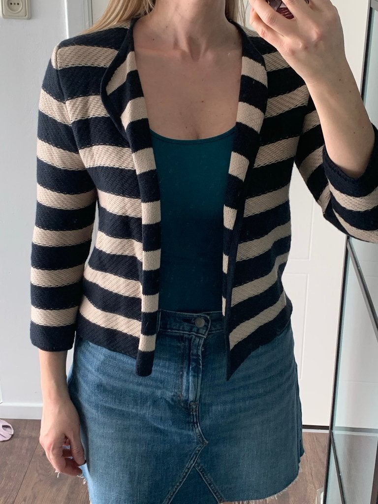 Benetton beige zwart cardigan open vest blazer bolero maat S, Benetton, Zwart, Nieuw, Ophalen of Verzenden