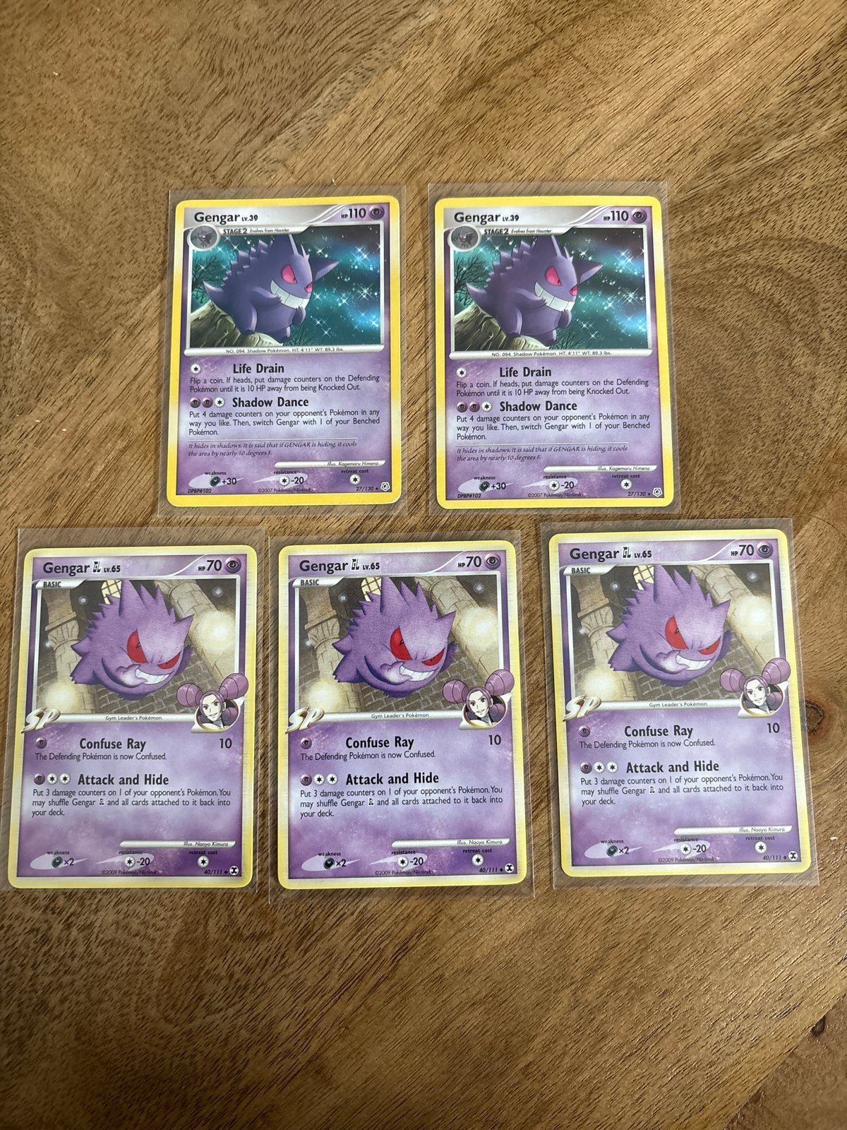 Gengar Pokémon kaarten - 5 stuks (2x Gengar LV.39, 3x Gengar, Hobby en Vrije tijd, Ophalen, Gebruikt, Meerdere kaarten