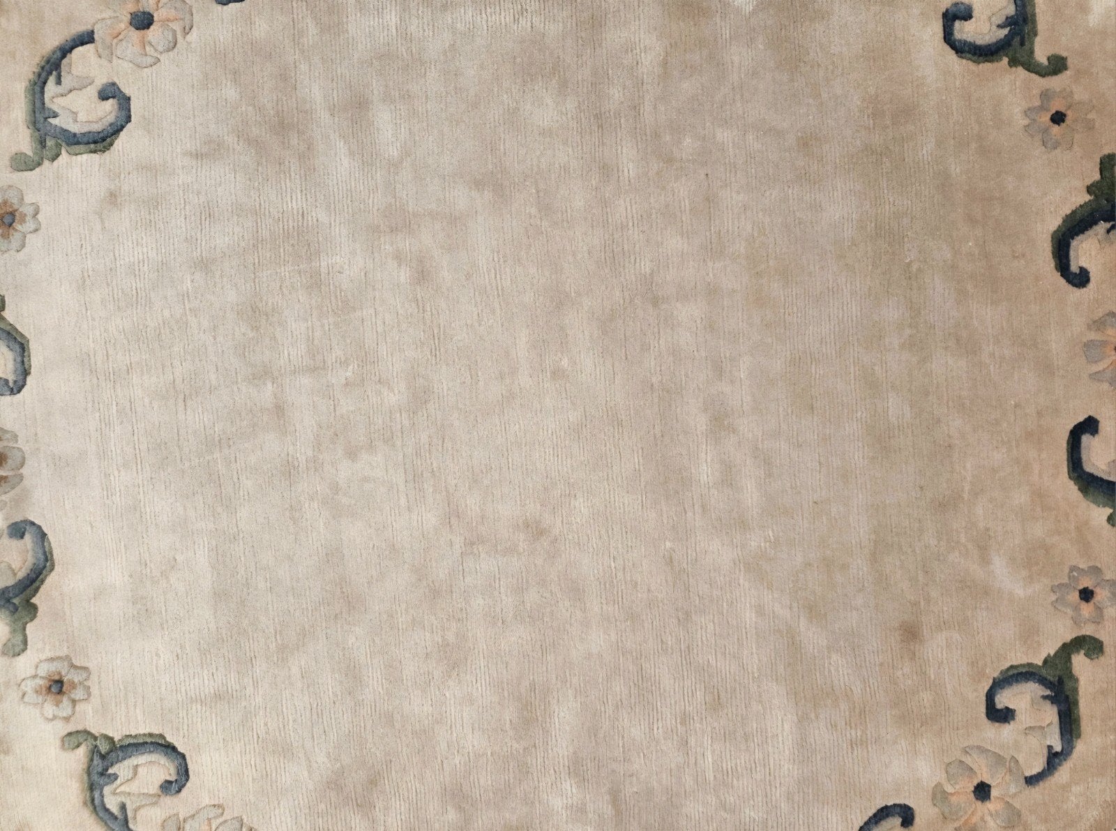 Handgeknoopt oosters rond wol tapijt bloemen rand 210x210cm, Klassiek, Bloemmotief, Groen, Ophalen of Verzenden, Zo goed als nieuw
