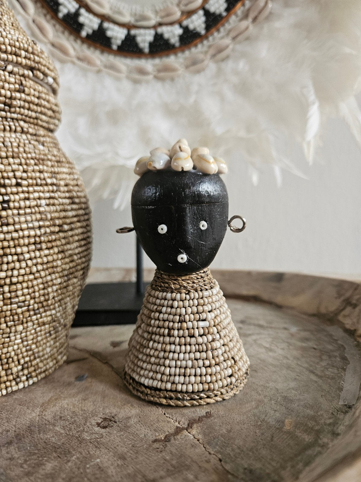 Kleine Balinese Namji pop - Kralen en schelpen- Boho Ibiza, Zwart, Overige materialen, Boho, Nieuw