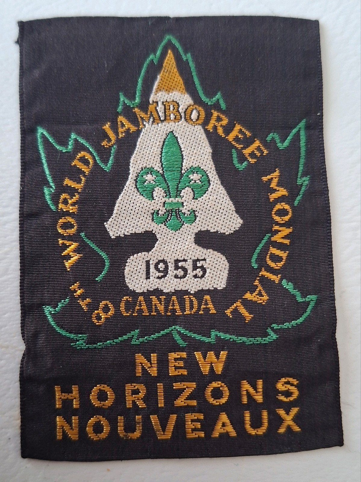 Wereld Jamboree 1955 deelnemersinsigne, Ophalen of Verzenden, Gebruikt, Embleem, Speld of Insigne