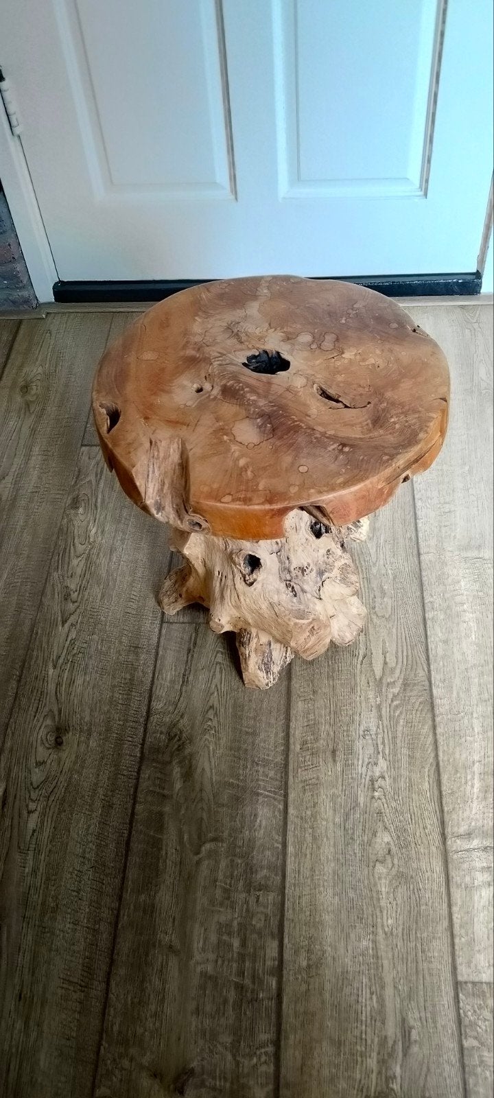 Unieke bijzettafel van boomstam, 40x40 cm, Ophalen, Minder dan 45 cm, Minder dan 55 cm, Gebruikt
