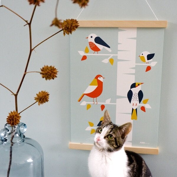 Kinderposter Poster Vogels Boom Oudgroen ANNIdesign, Info@annidesign.nl, Nieuw, Ophalen of Verzenden, Hans Andreussingel 15 2652 GA Berkel en Rodenrijs